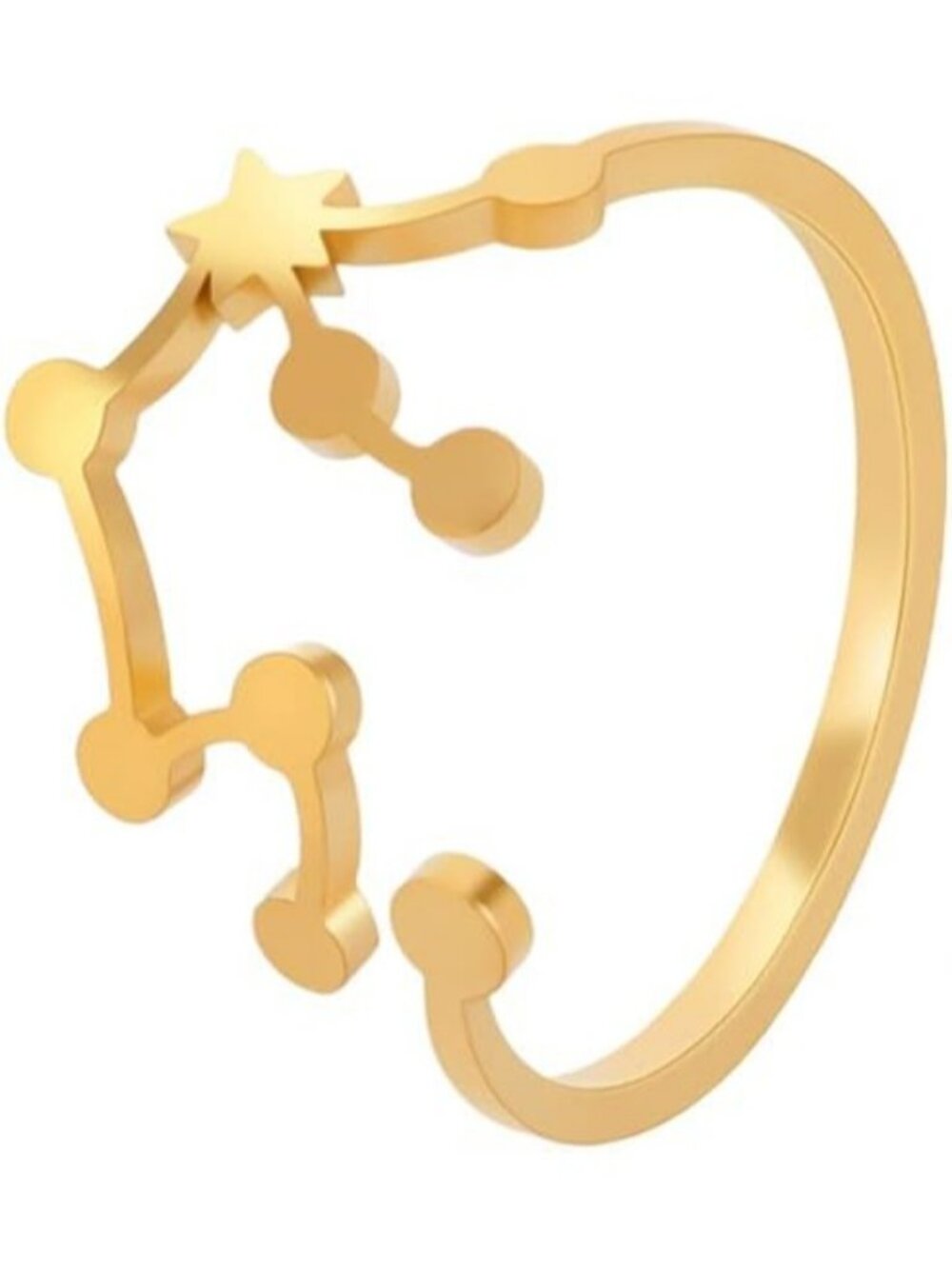 Aquarius Gold Adjustable Zodiac Sign Constellation Stainless Steel Ring